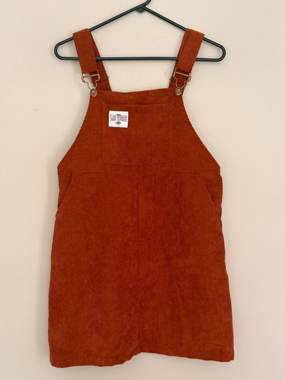 Corduroy Rust Orange Overall Dress Womens L Las Vegas Fall Academia Preppy 90s